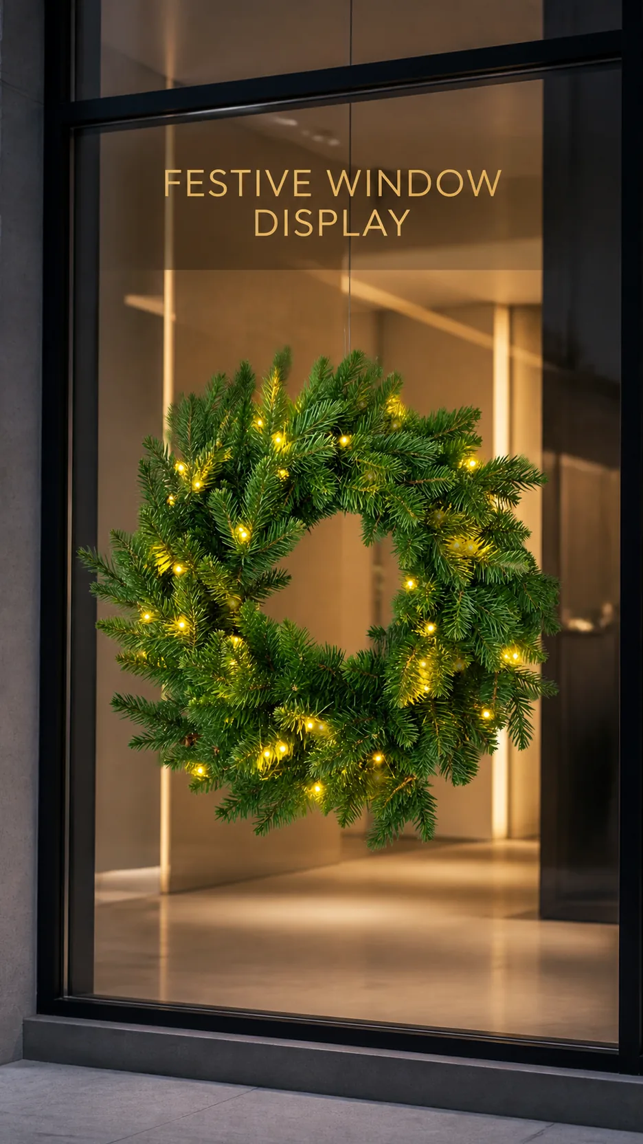 Customizable Pre-lit Artificial Christmas Wreath with Warm LED Lights and Mixed Pine Needles for Door and Window Decoration product detail 7
