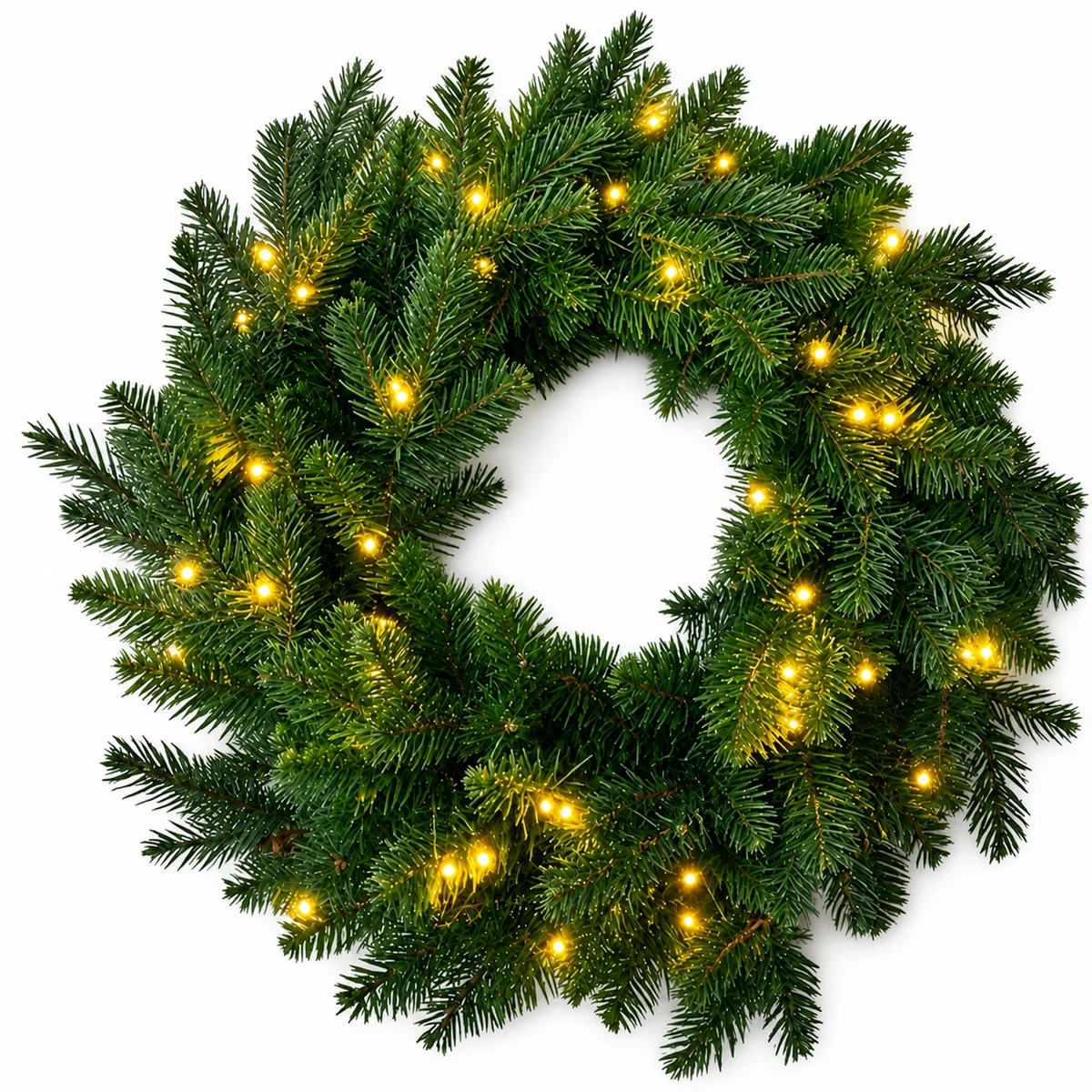 Customizable Pre-lit Artificial Christmas Wreath with Warm LED Lights and Mixed Pine Needles for Door and Window Decoration