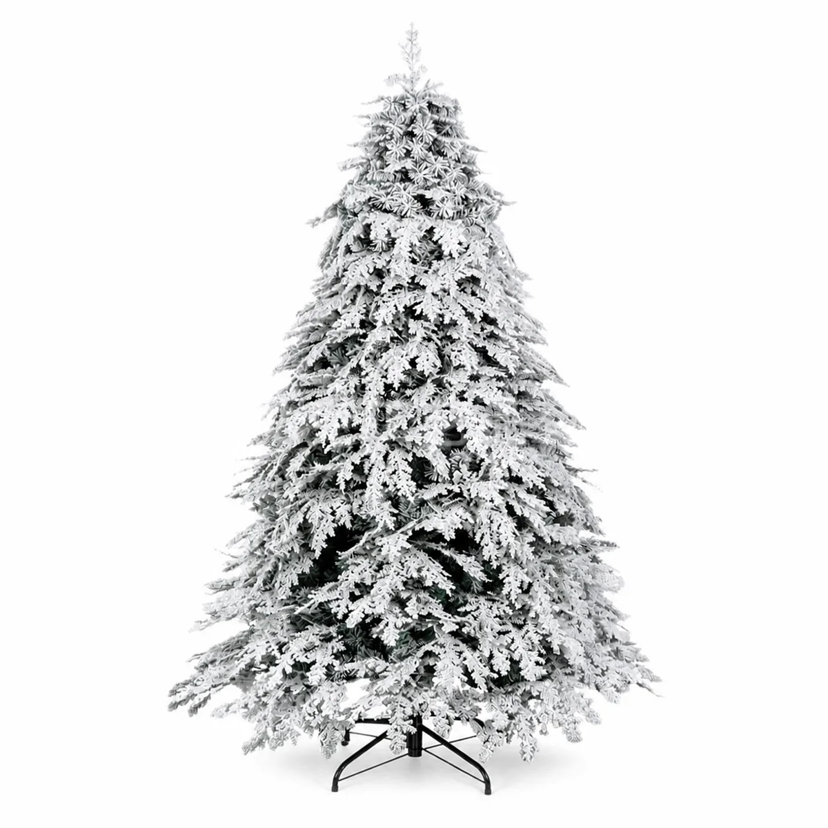 Luxury White Flocked PE Artificial Christmas Tree with Metal Stand for Home and Commercial Display