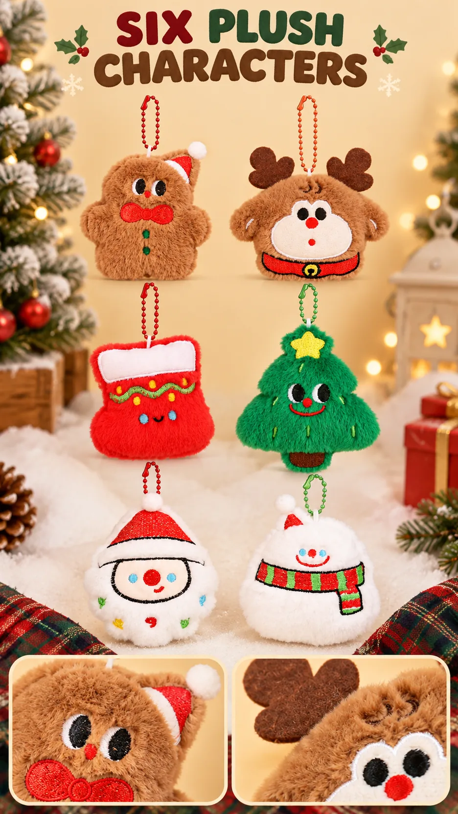 Christmas Plush Keychains and Backpack Charms product detail 1