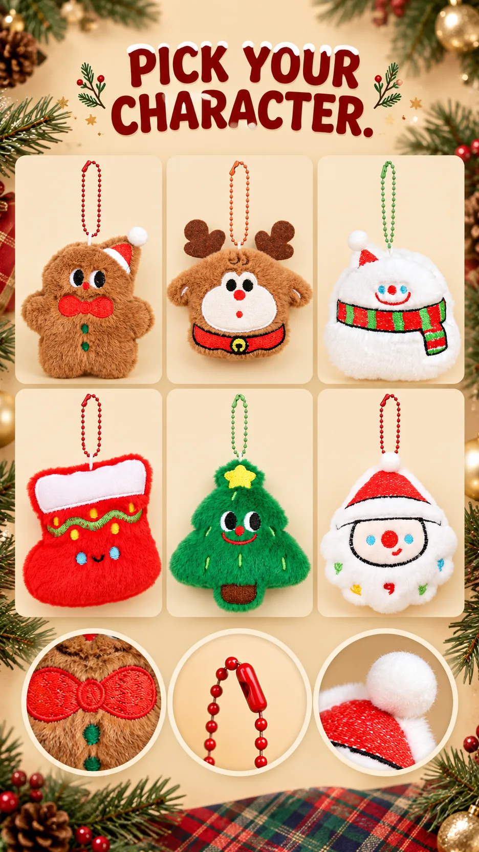 Christmas Plush Keychains and Backpack Charms product detail 8