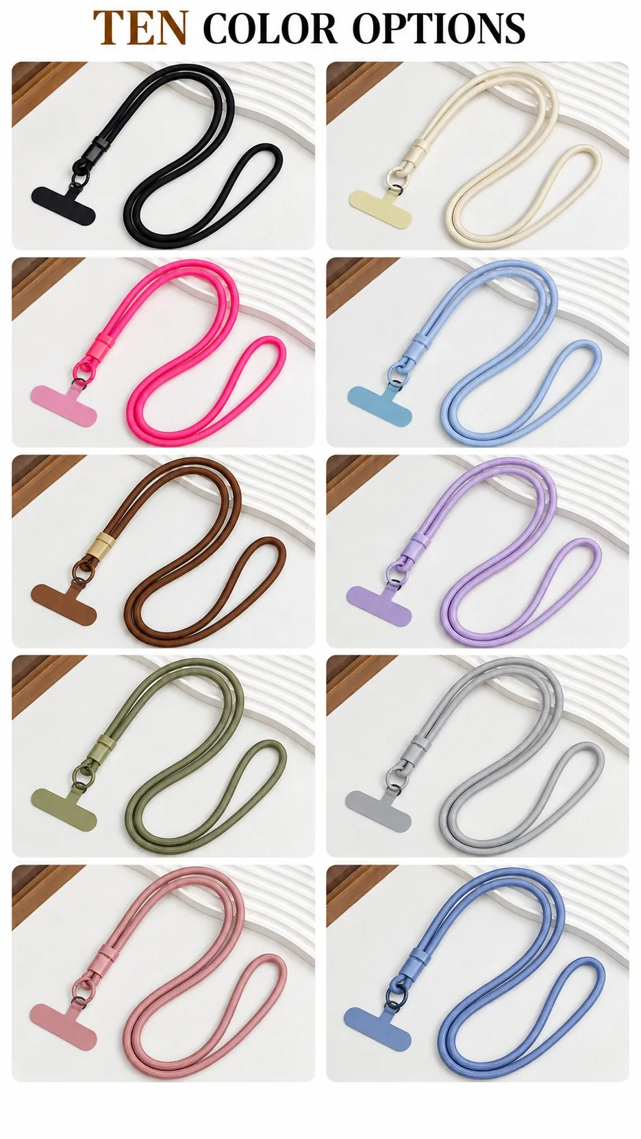 Adjustable Two-Way Nylon Phone Lanyard Crossbody Neck Strap with T-Shape Insert product detail 5