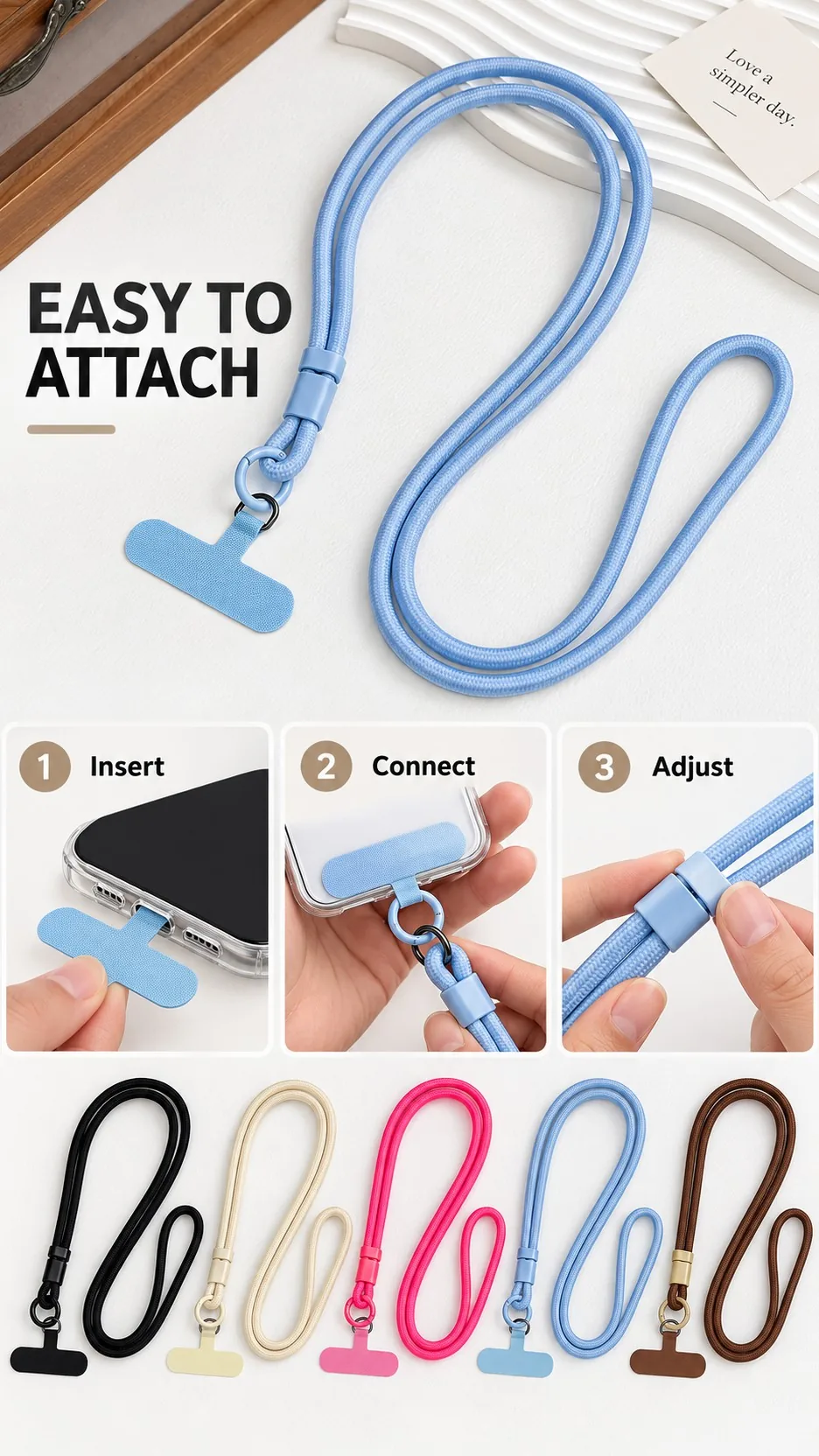 Adjustable Two-Way Nylon Phone Lanyard Crossbody Neck Strap with T-Shape Insert product detail 8