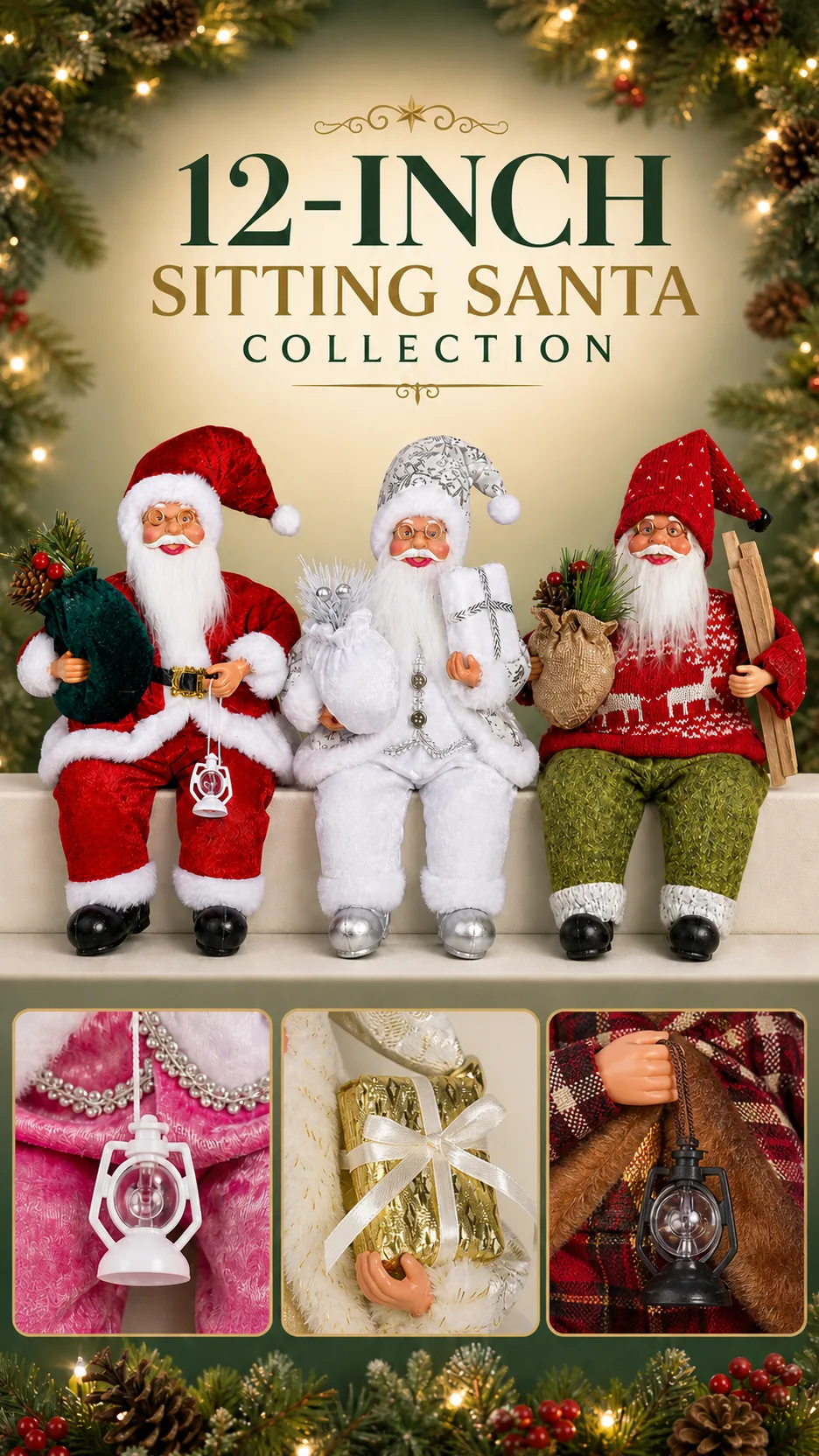 12-Inch Sitting Santa Figurines product detail 1