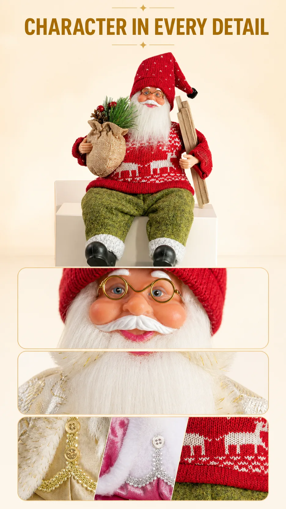 12-Inch Sitting Santa Figurines product detail 2