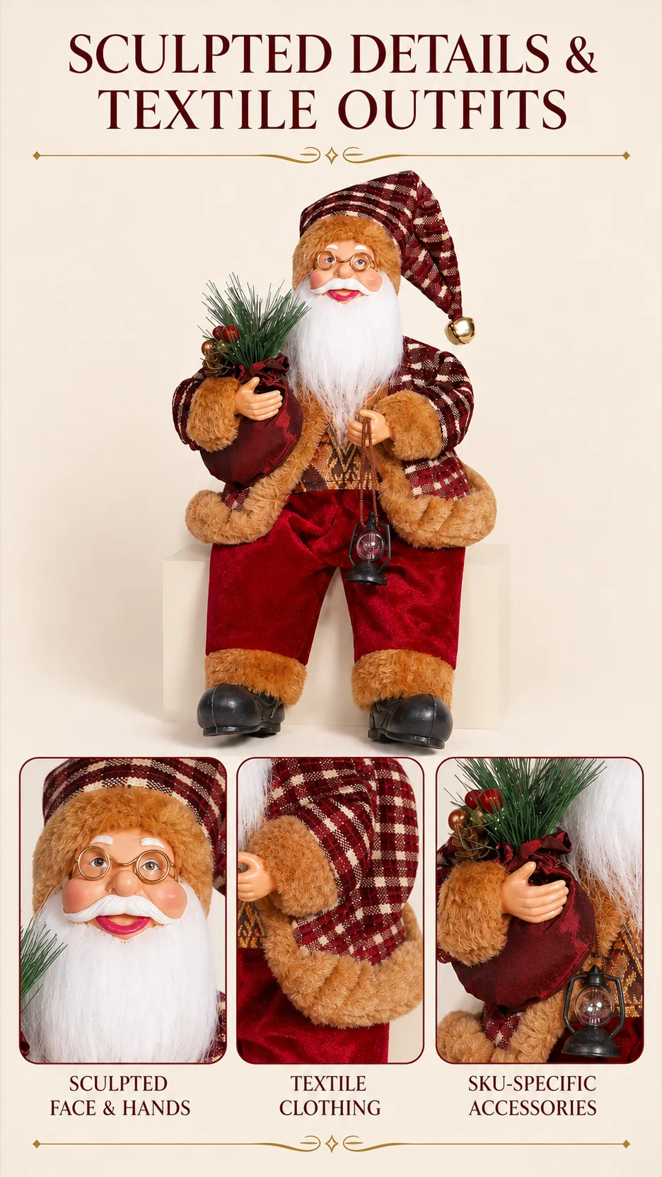 12-Inch Sitting Santa Figurines product detail 4