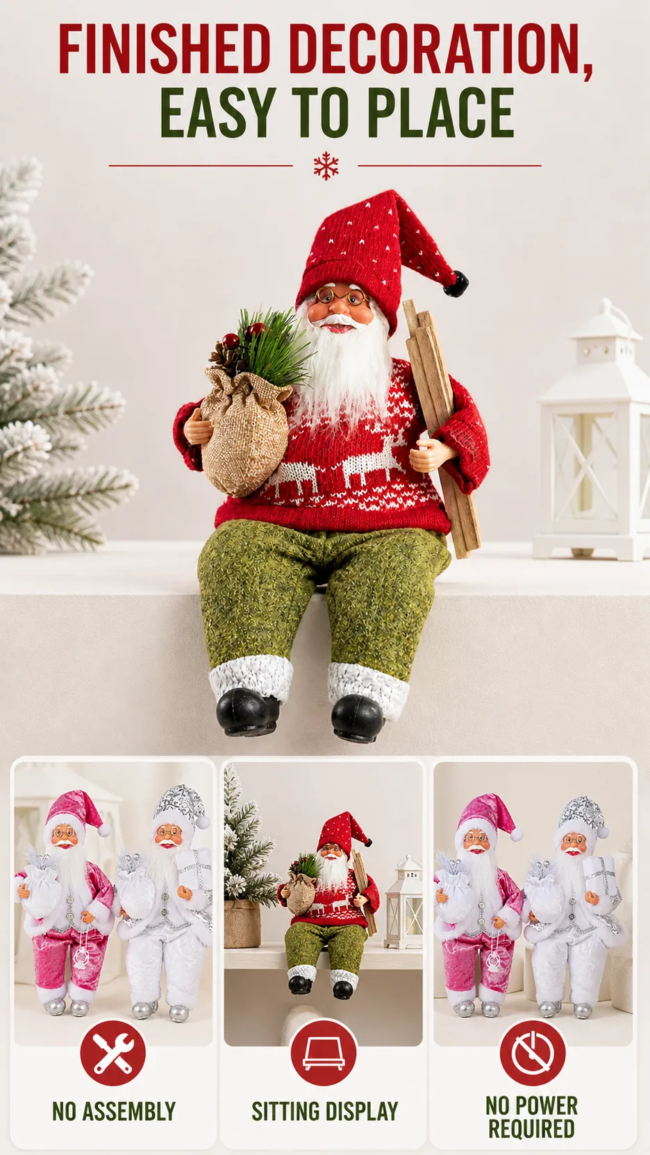 12-Inch Sitting Santa Figurines product detail 8