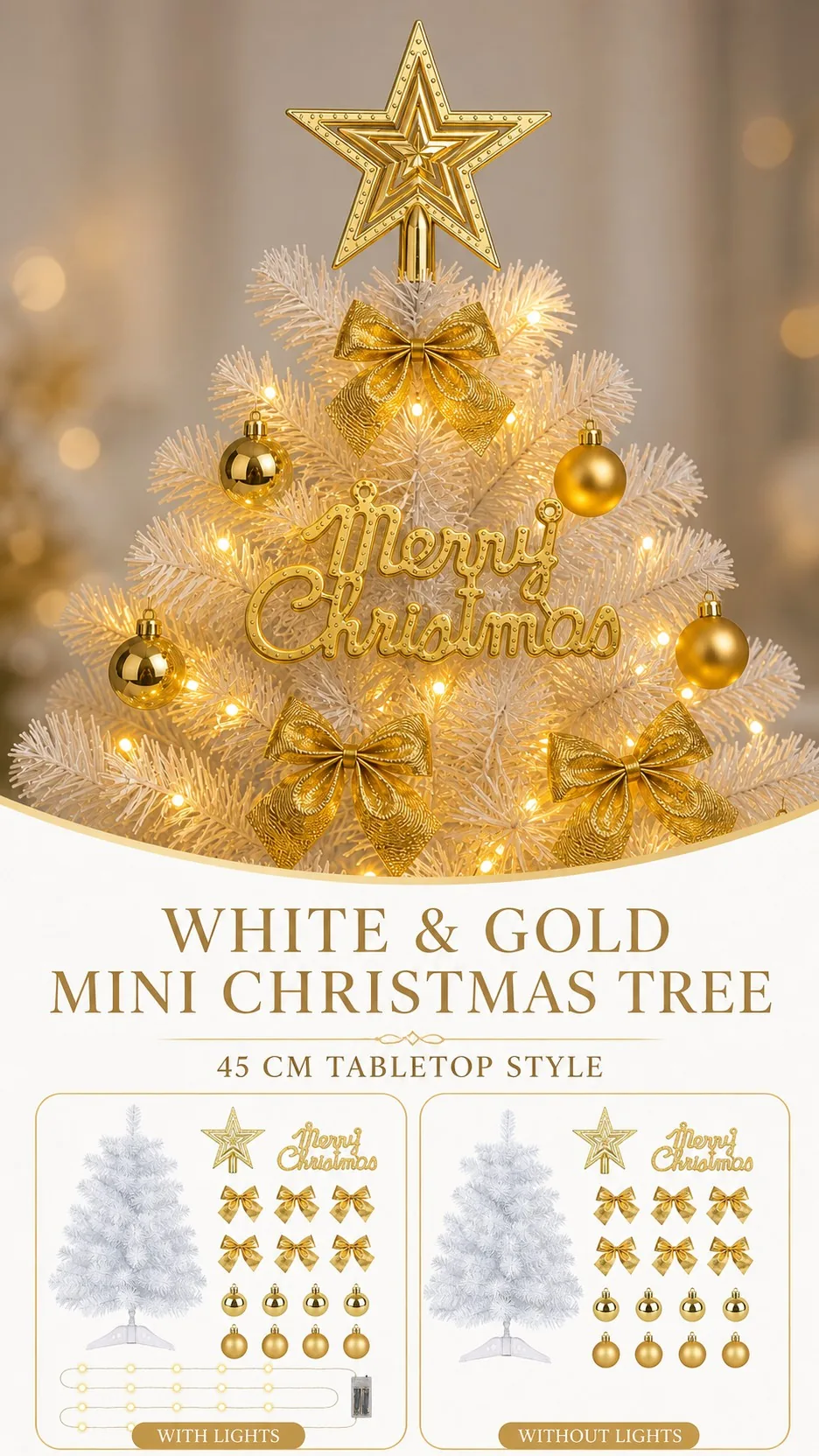 White Mini Tabletop Christmas Tree product detail 1