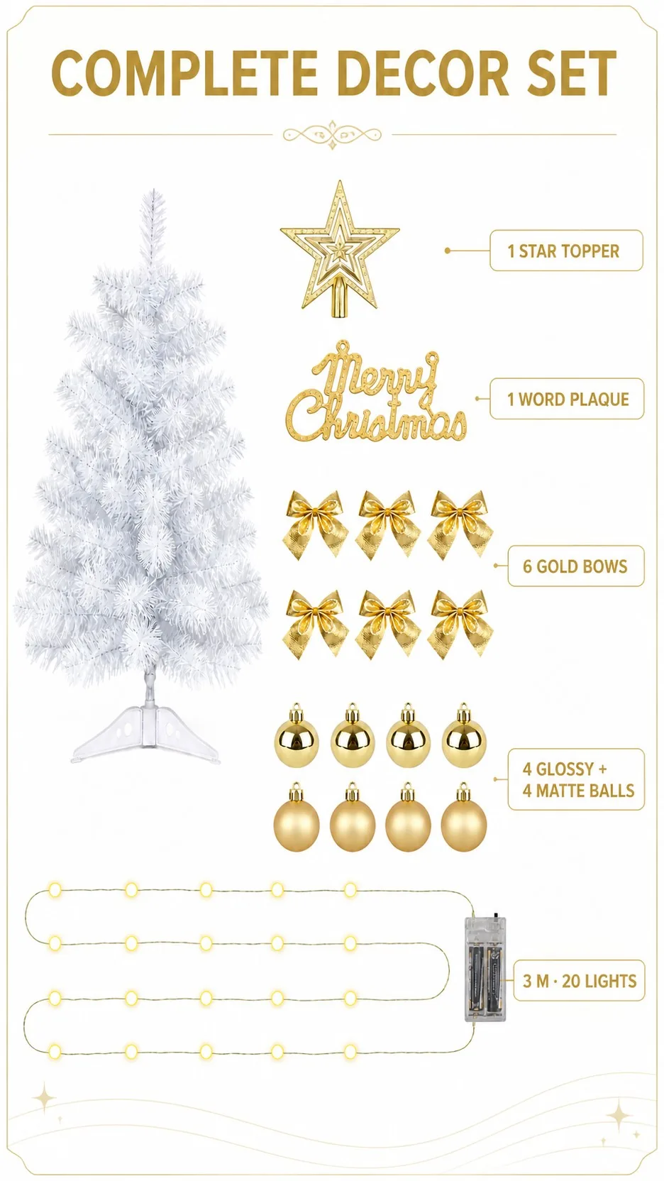 White Mini Tabletop Christmas Tree product detail 2
