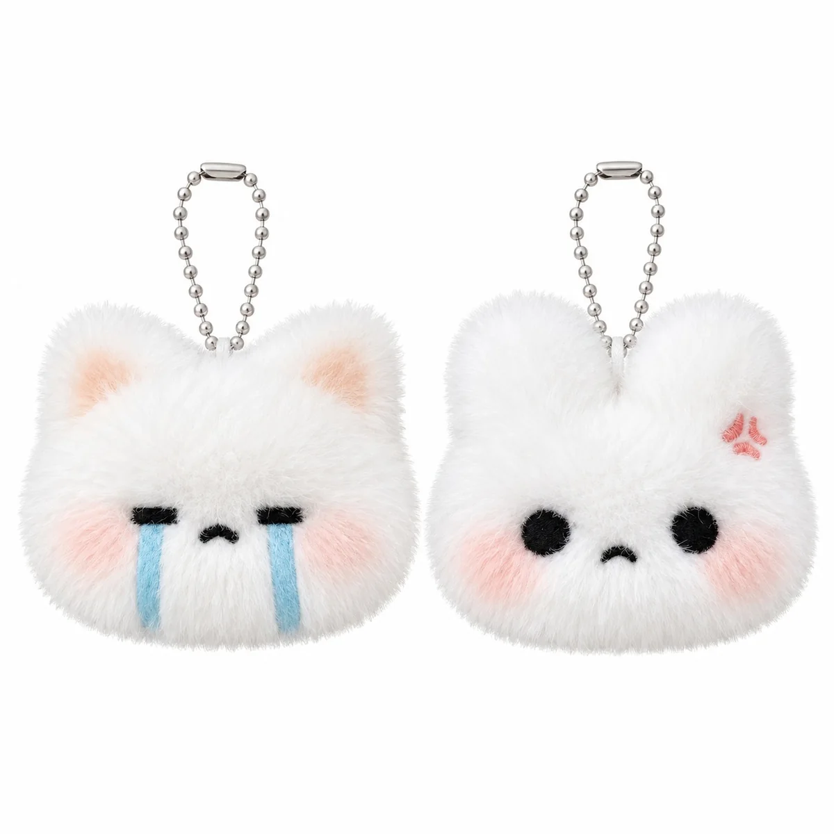 Cute Fluffy Rabbit Plush Keychain Ball Chain Bag Charm Soft Faux Fur Pendant Gift