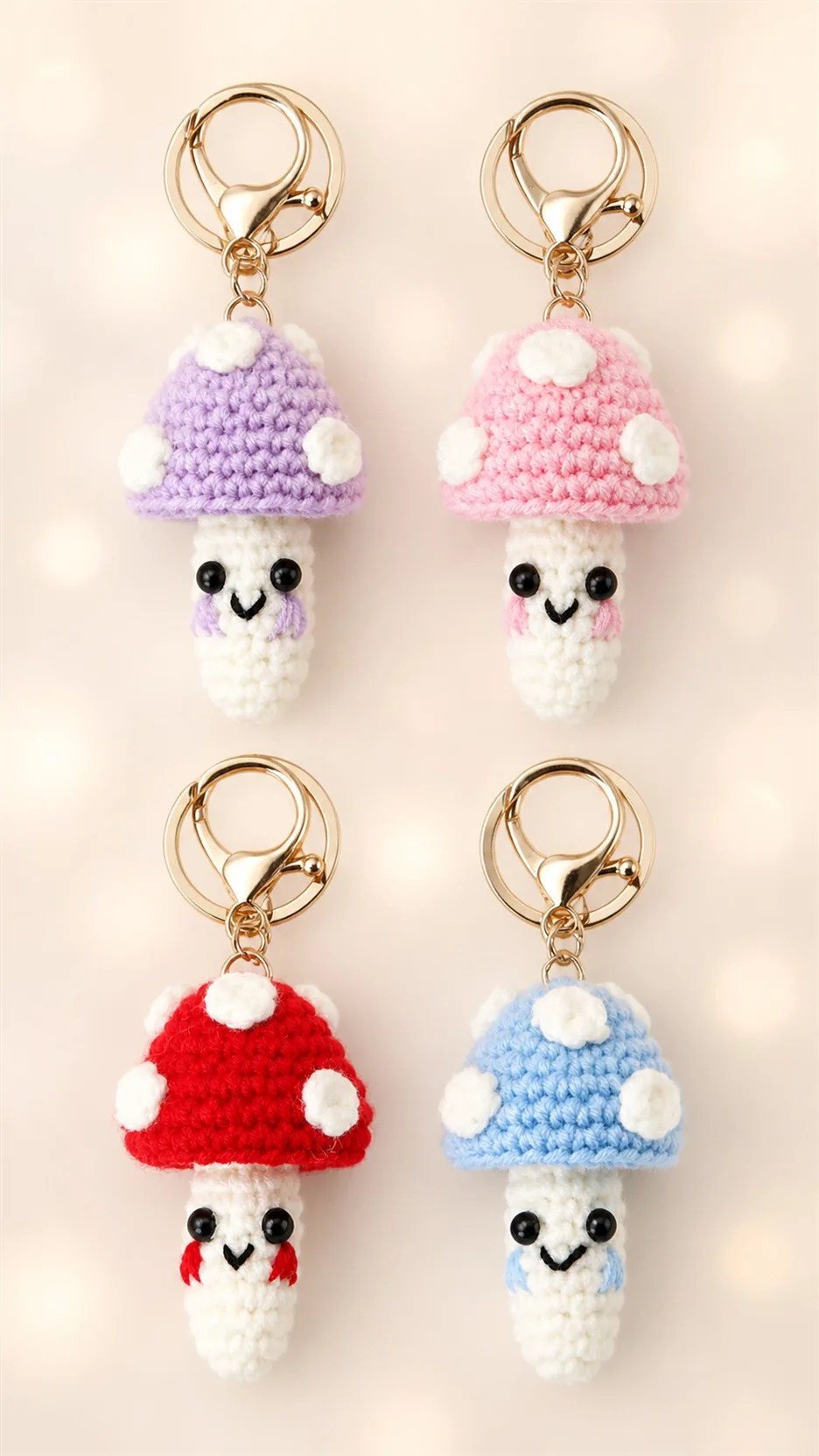 Handmade Crochet Mushroom Keychain Cute Amigurumi Fungi Bag Charm Gift product detail 1