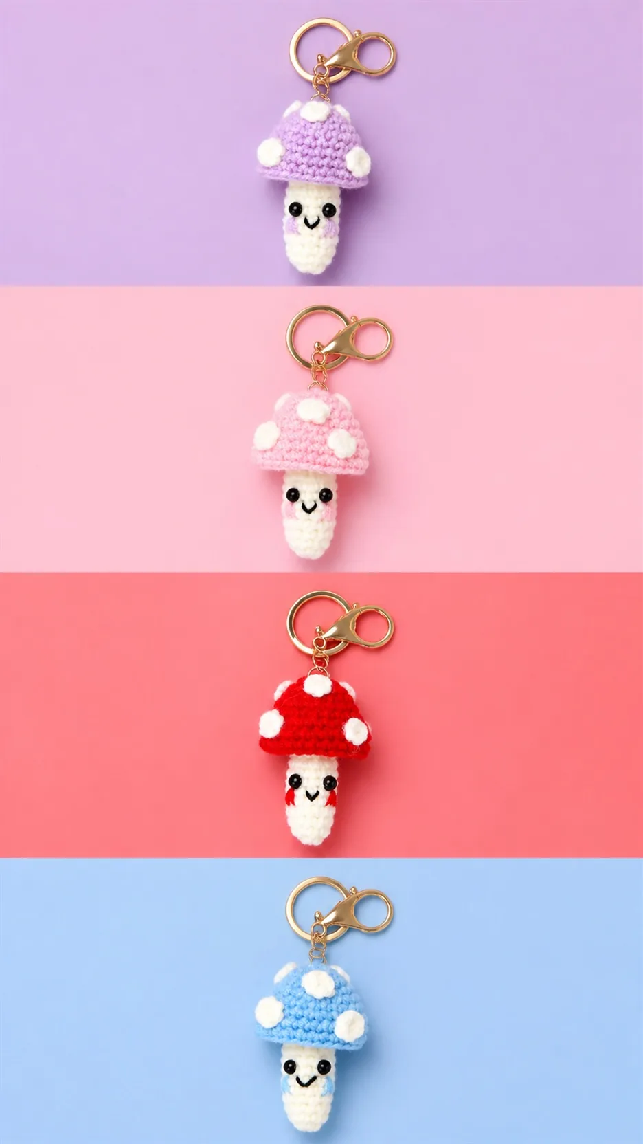 Handmade Crochet Mushroom Keychain Cute Amigurumi Fungi Bag Charm Gift product detail 5