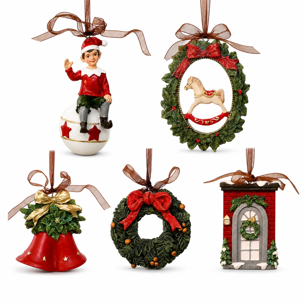 Vintage 3D Christmas Tree Resin Ornaments