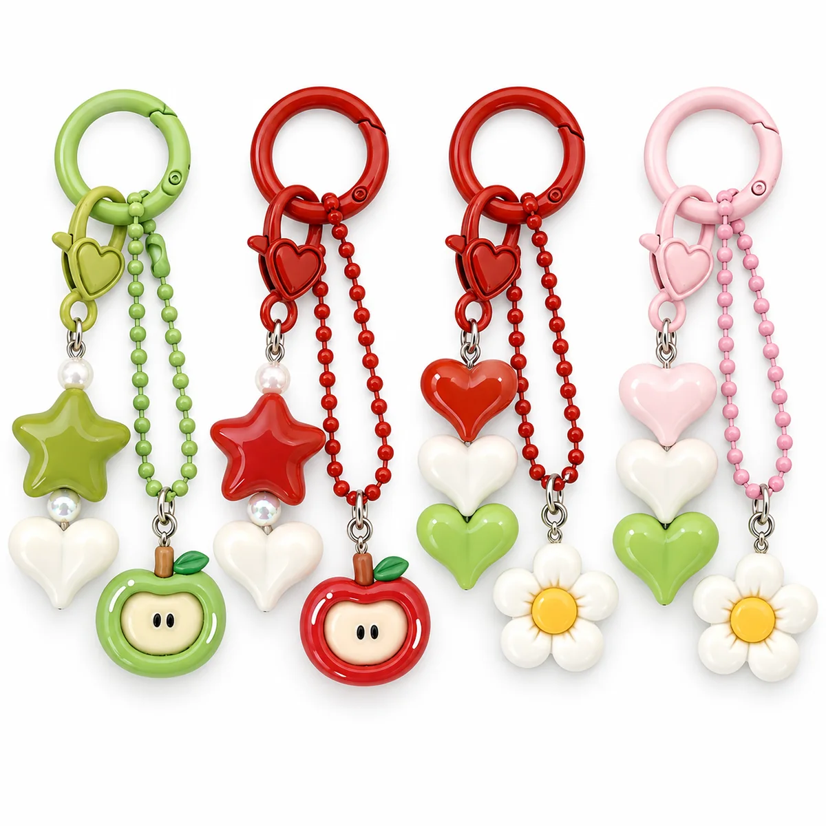 Creative Gradient Heart Series Keychain Korean Style Ins Trendy Earphone Pendant Bag Car Accessory