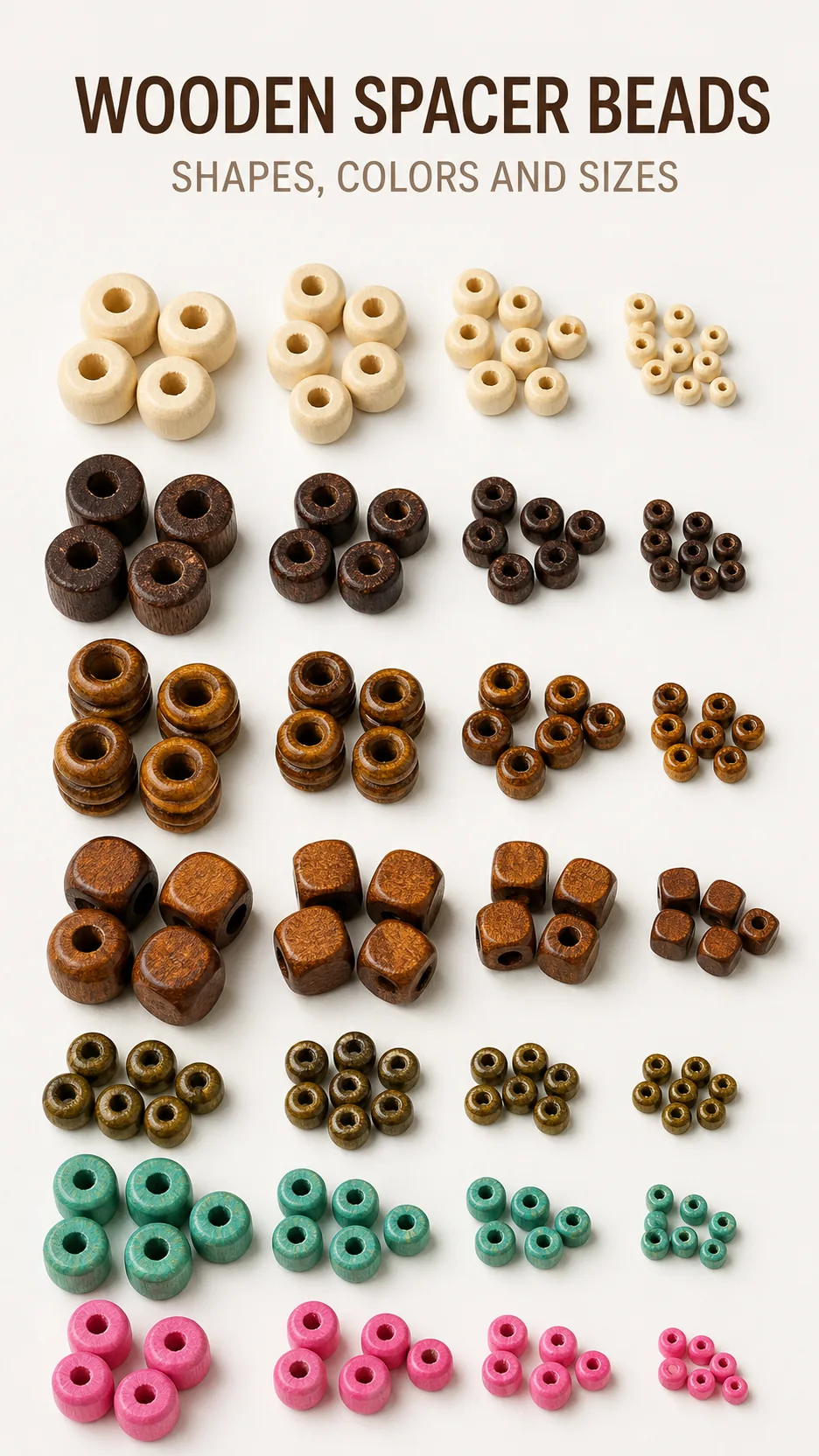 Vintage Mixed Shape Wooden Spacer Beads DIY Jewelry Making Kit Natural Wood Grain Loose Beads for Bracelet Necklace product detail 1