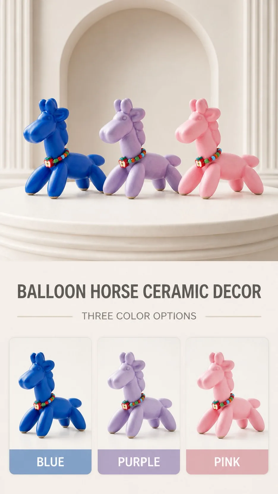 Balloon Horse Ceramic Figurines product detail 1