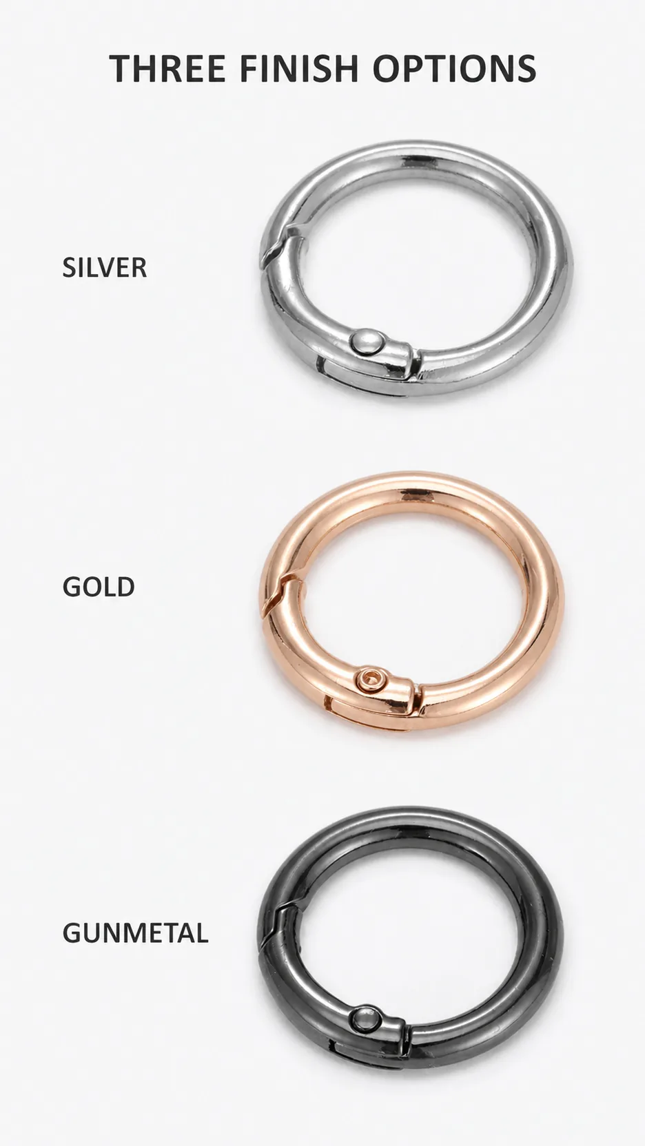 Zinc Alloy Spring Gate Round Rings DIY Bag Accessories Metal Connector Keychain Hooks product detail 2