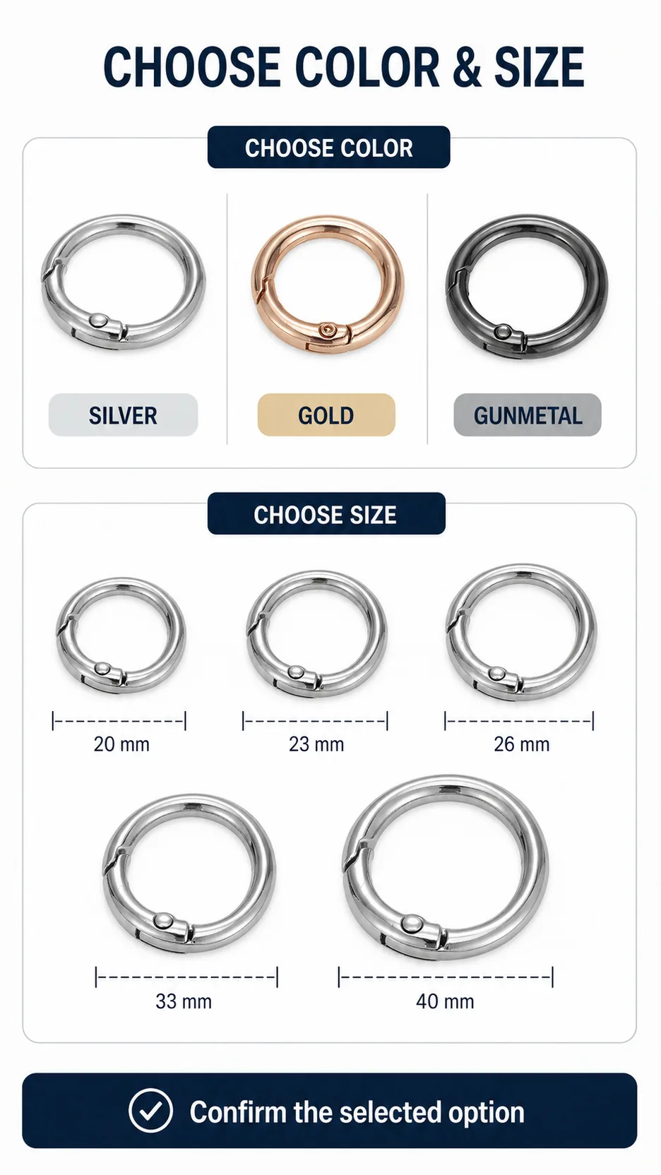 Zinc Alloy Spring Gate Round Rings DIY Bag Accessories Metal Connector Keychain Hooks product detail 8