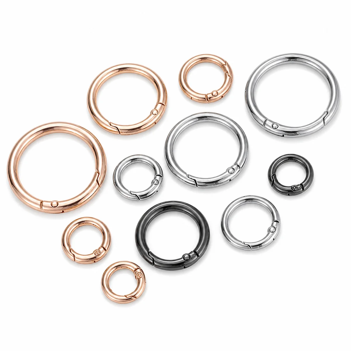 Zinc Alloy Spring Gate Round Rings DIY Bag Accessories Metal Connector Keychain Hooks