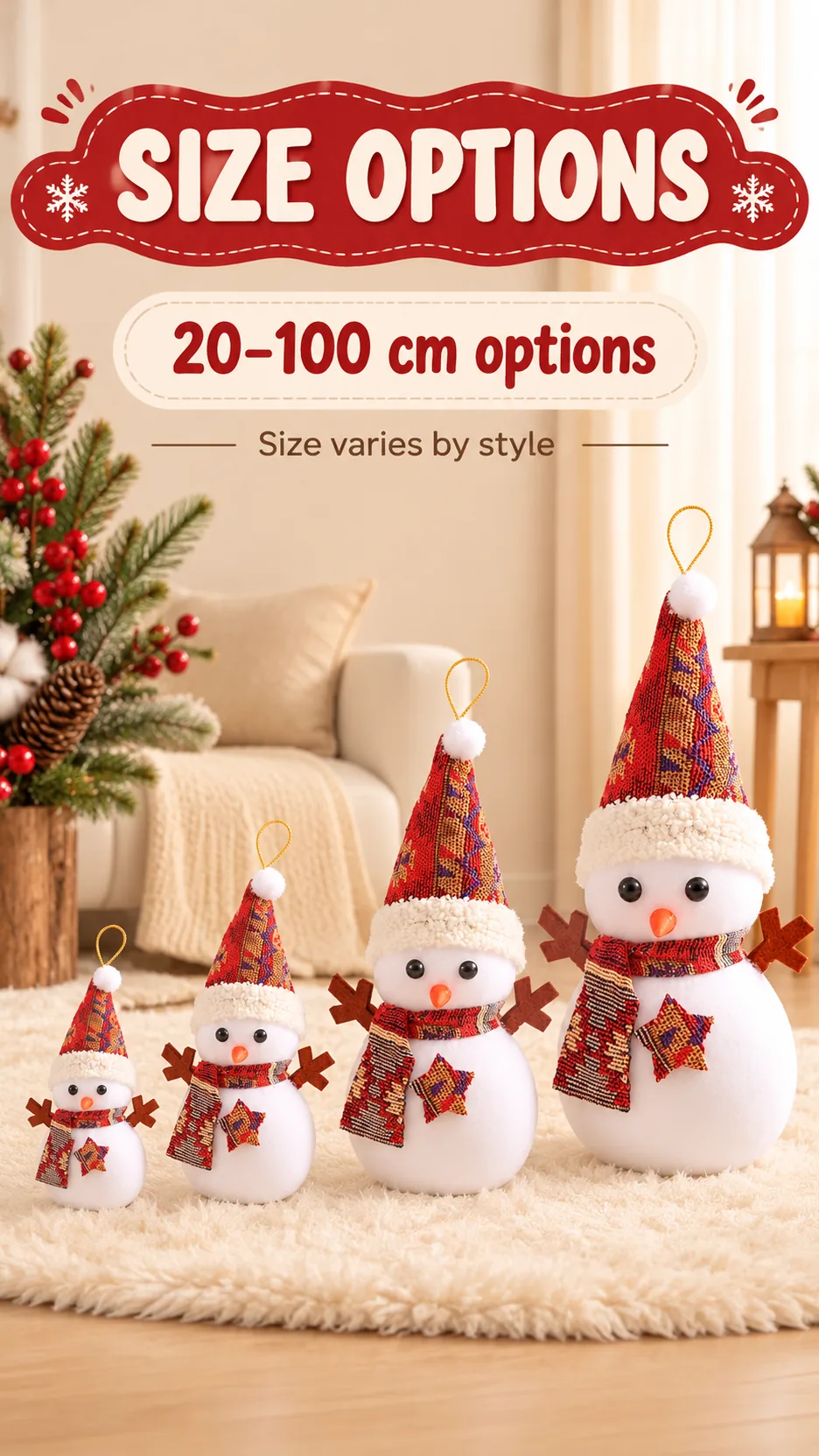 Christmas Snowman Dolls with Headsets and Folk-Style Decorations product detail 4