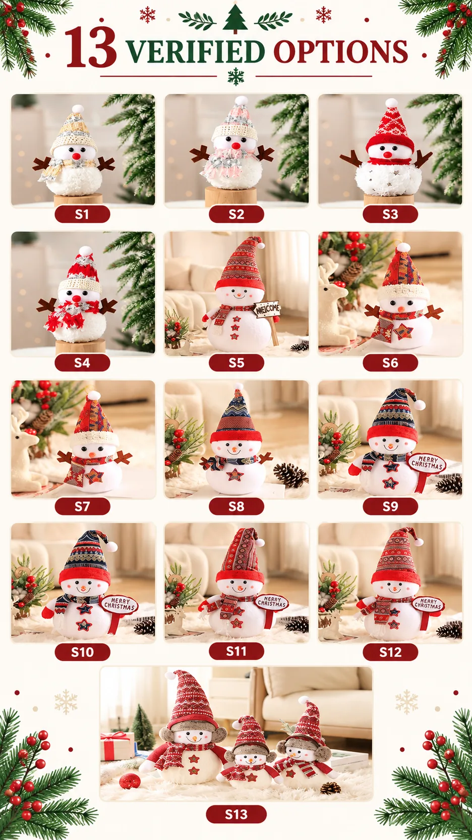 Christmas Snowman Dolls with Headsets and Folk-Style Decorations product detail 5