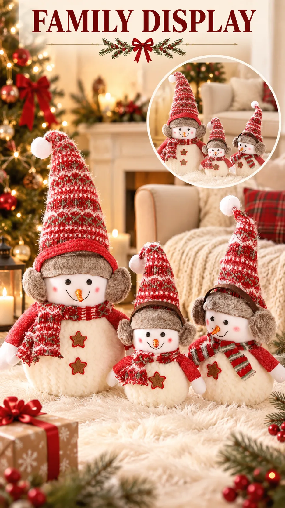 Christmas Snowman Dolls with Headsets and Folk-Style Decorations product detail 7