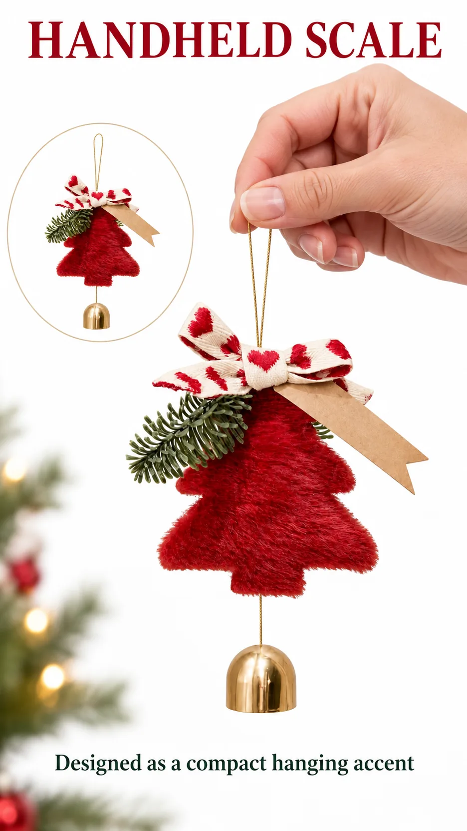 Christmas Plush Tree and Crochet Snowflake Hanging Ornaments with Bell product detail 4