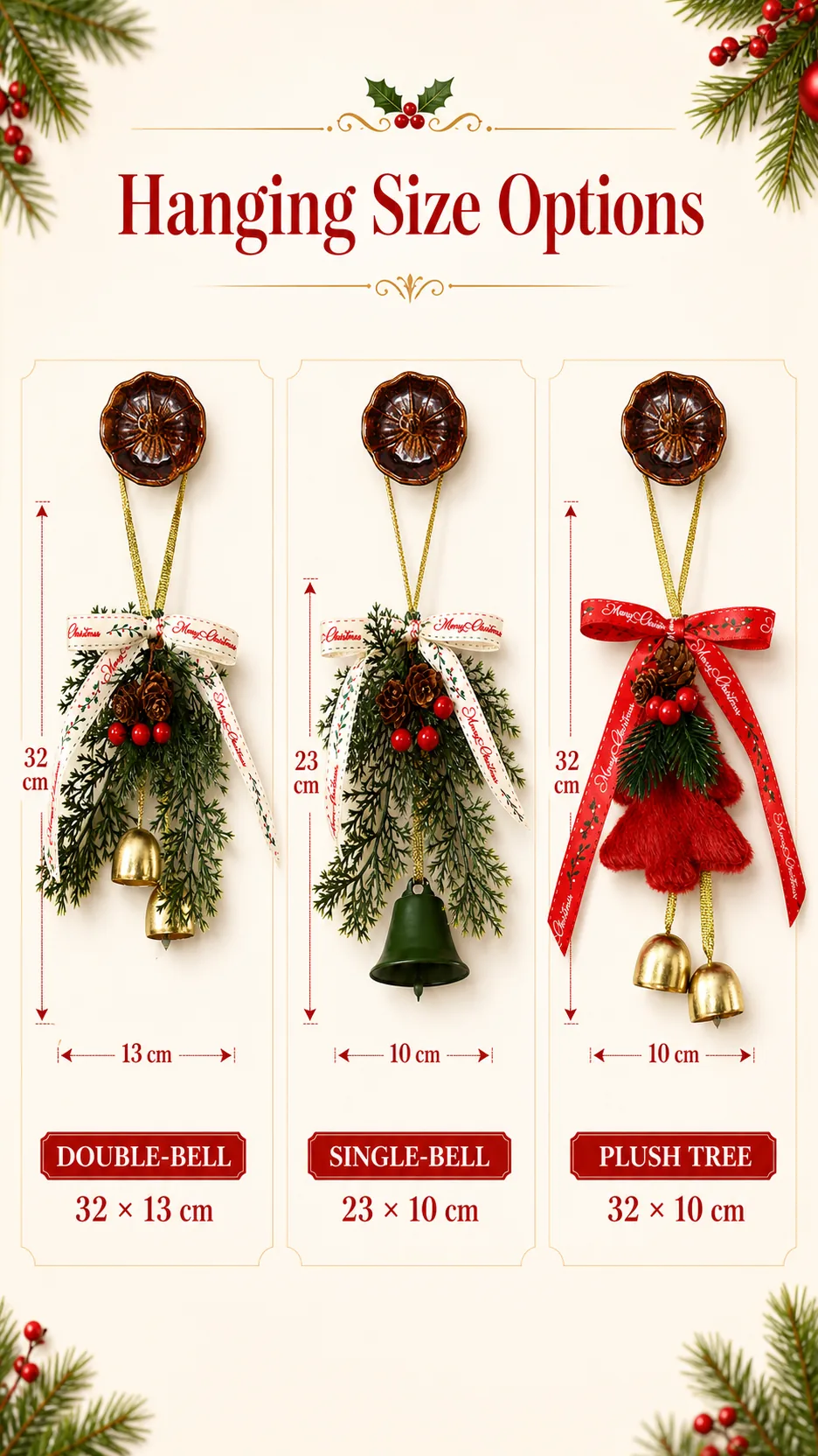 Velvet Bow and Bell Christmas Door Hanging product detail 4