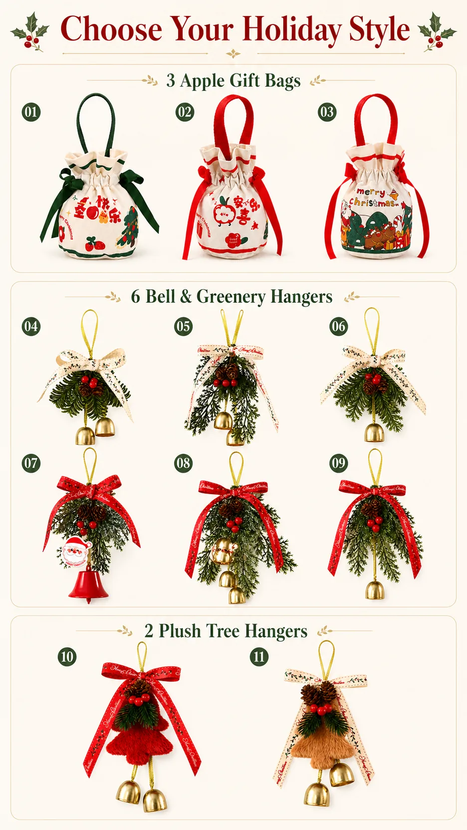 Velvet Bow and Bell Christmas Door Hanging product detail 5