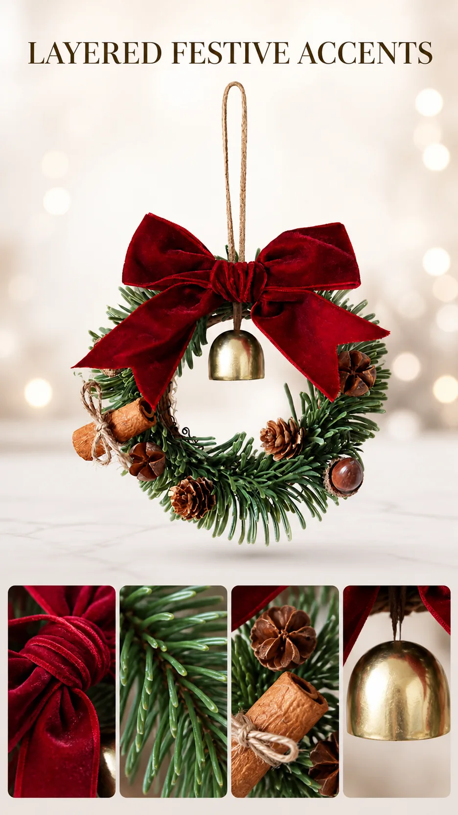 Mini Bell Wreath Door Decorations product detail 2