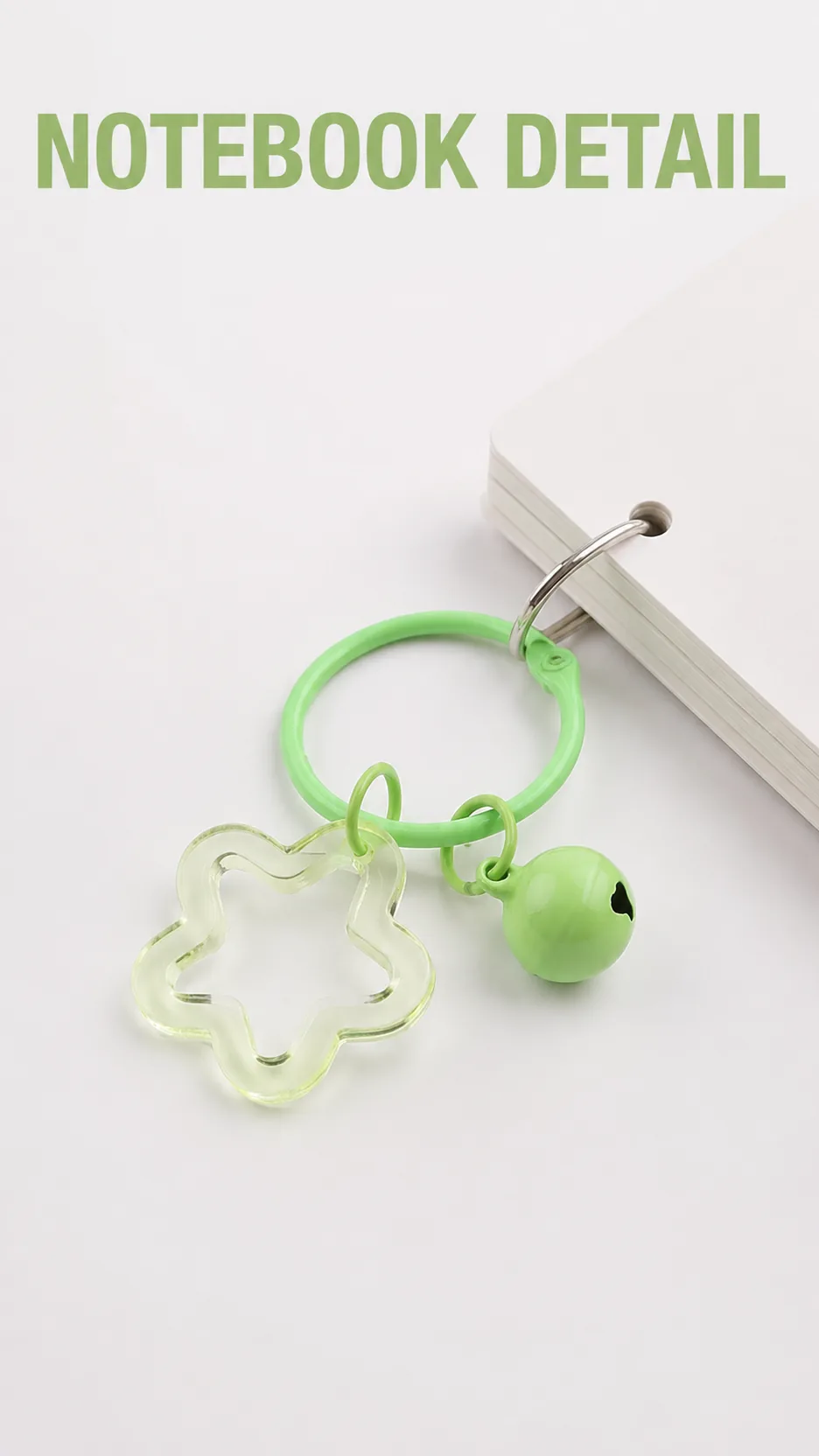 Transparent Acrylic Star Shape Keychain with Bell and Book Ring DIY Craft Accessory product detail 6