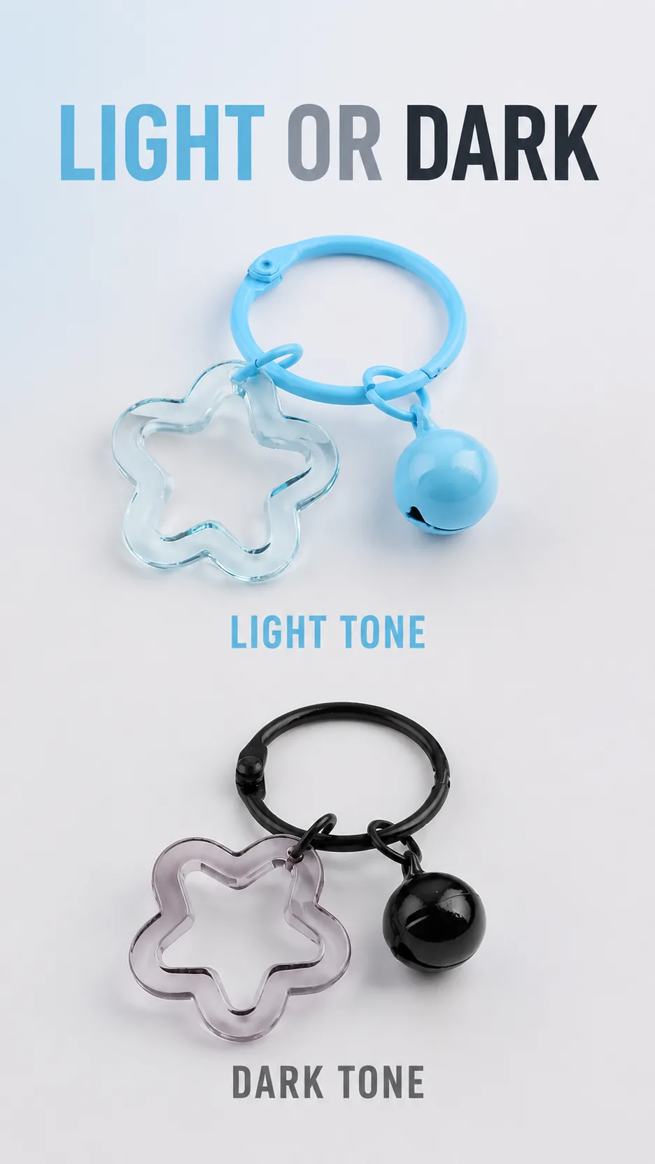 Transparent Acrylic Star Shape Keychain with Bell and Book Ring DIY Craft Accessory product detail 8