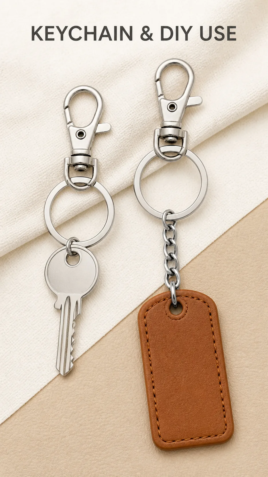 Wholesale Zinc Alloy Dog Clasp Keychain Hardware 35mm Swivel Lobster Clip with Round Ring and Chain Extension for Bags product detail 7