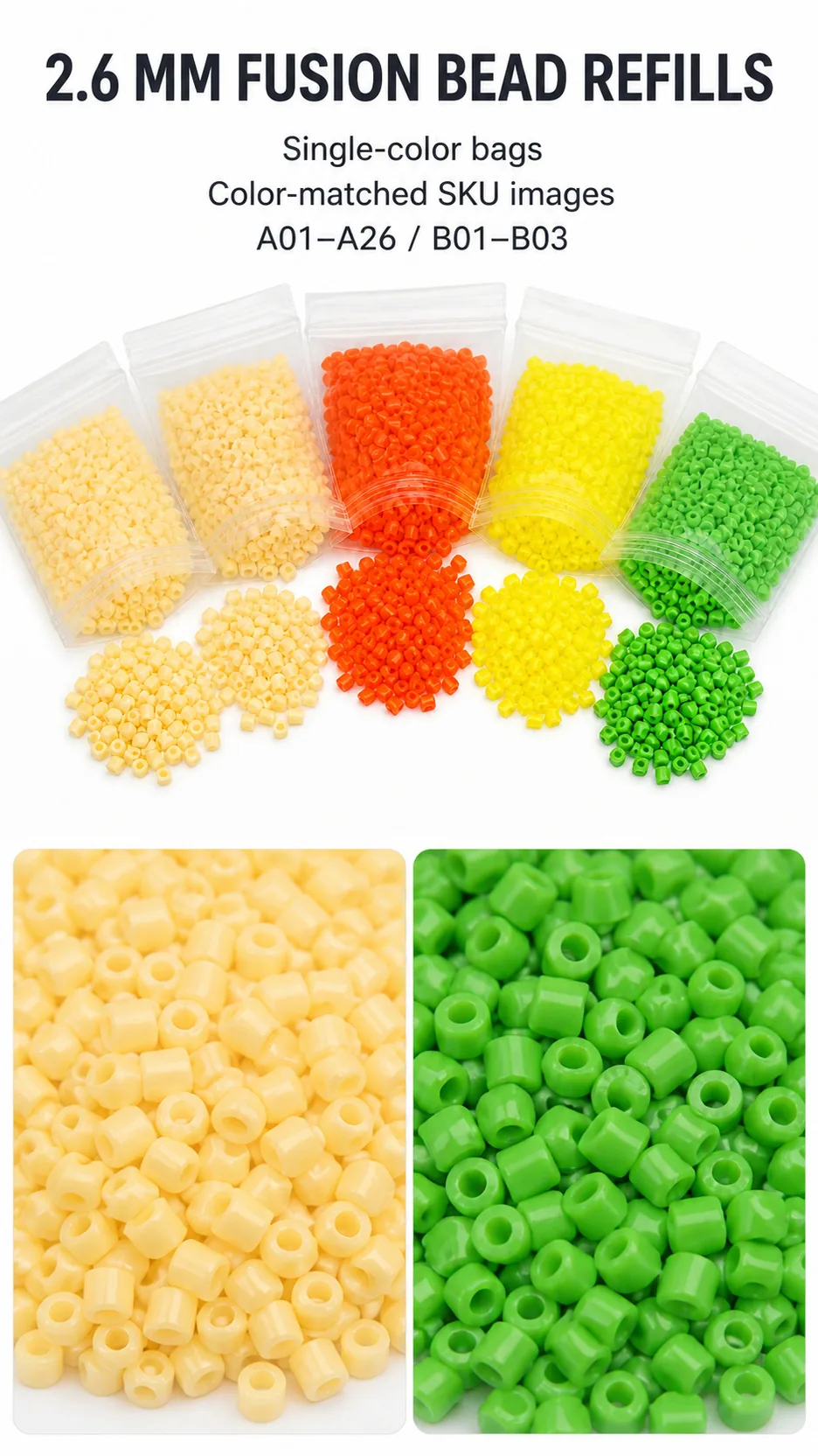 2.6mm Fusion Bead Refills Single Color Plastic DIY Craft Beads Wholesale product detail 1