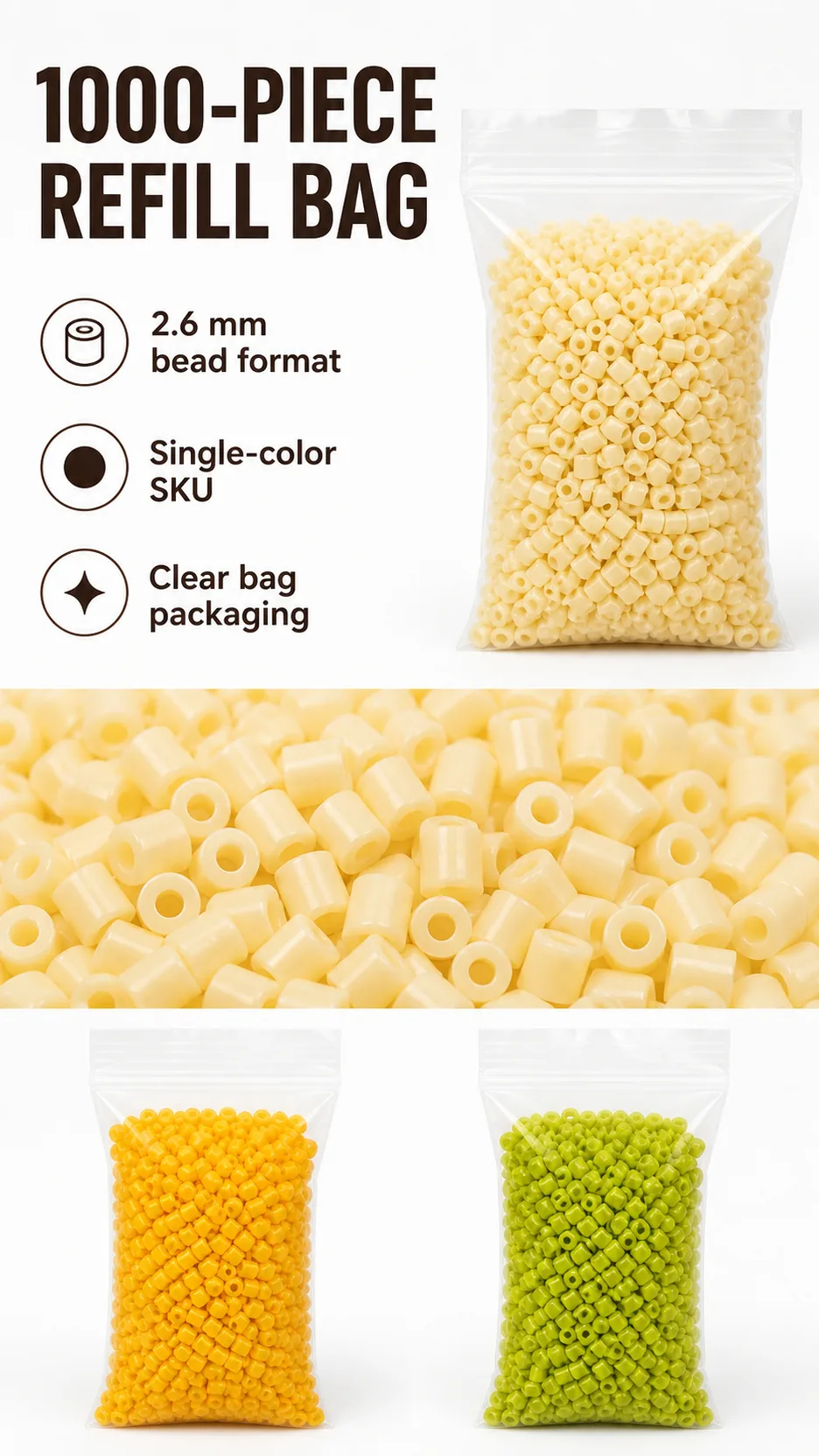 2.6mm Fusion Bead Refills Single Color Plastic DIY Craft Beads Wholesale product detail 7