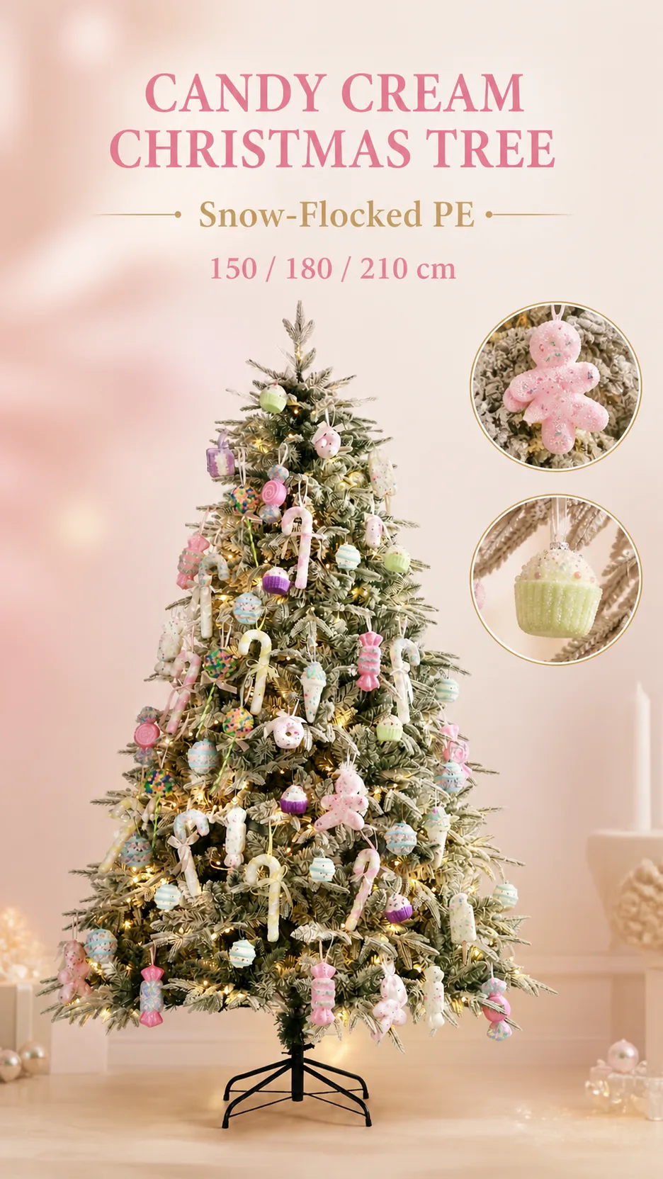 Snow-Flocked PE Christmas Tree with Lights product detail 1