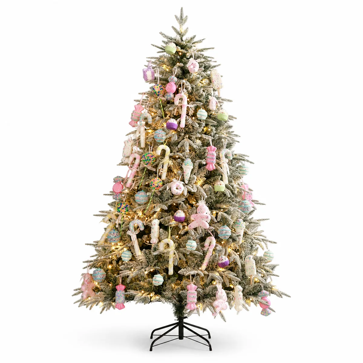 Snow-Flocked PE Christmas Tree with Lights