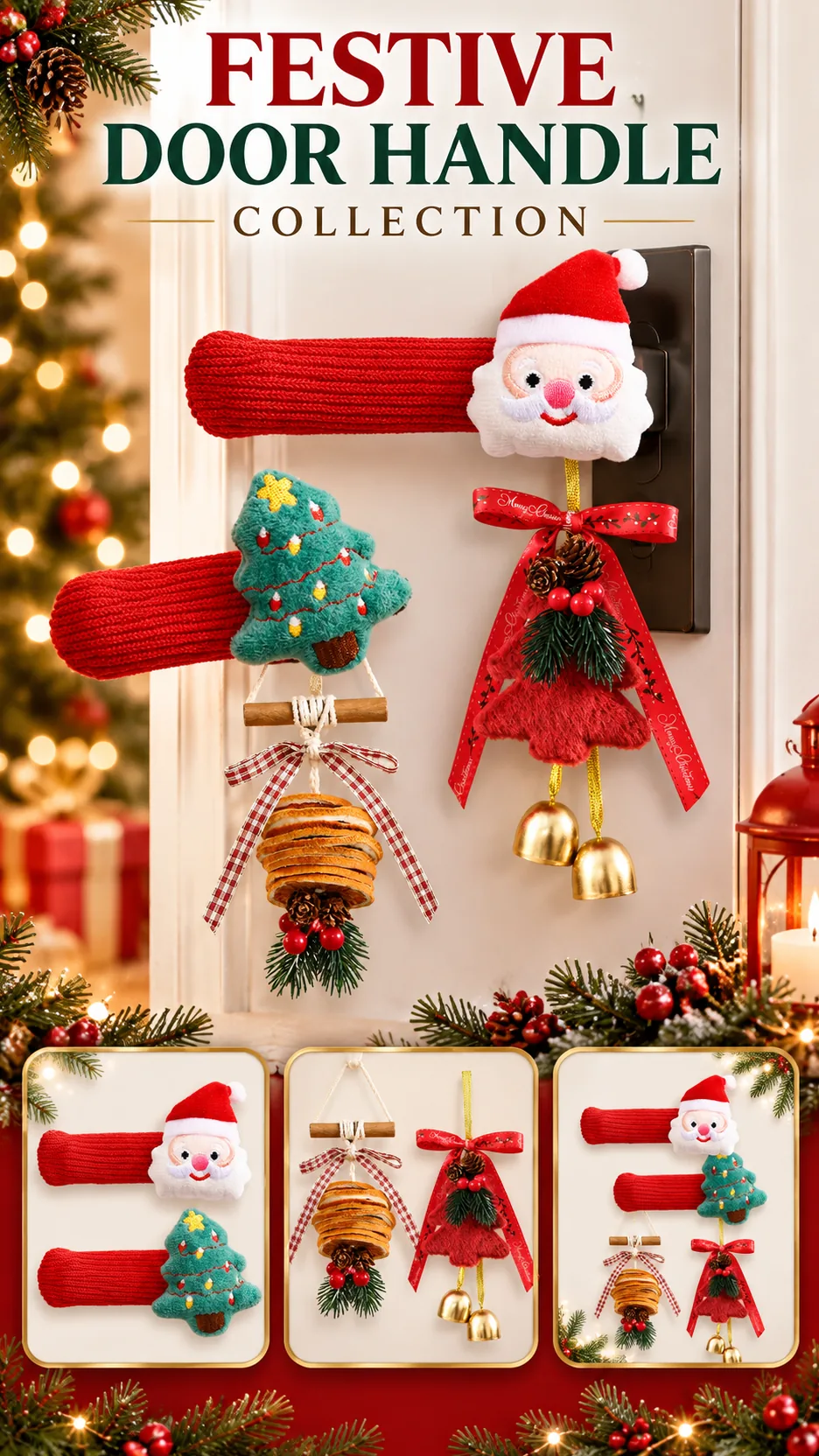 2026 Santa and Christmas Tree Door Handle Covers and Hanging Ornaments product detail 1