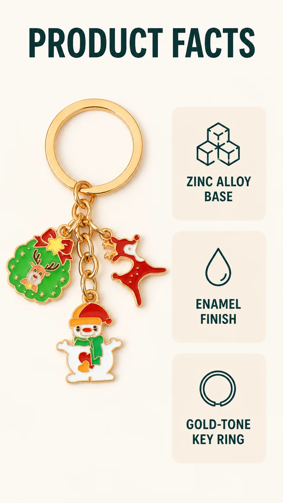 Christmas Enamel Metal Keychain Charms Santa Snowman Reindeer Holiday Bag Accessories product detail 4