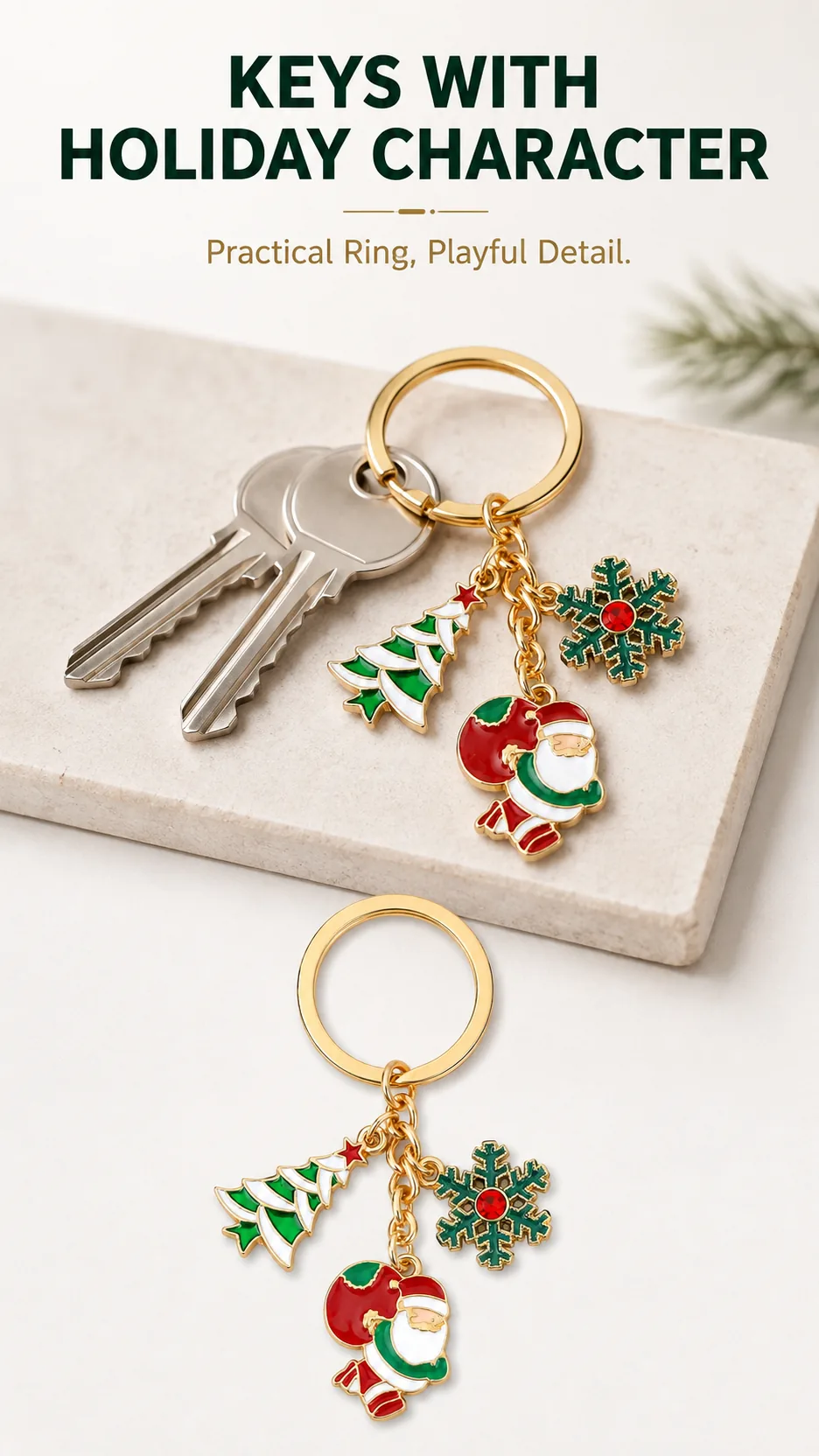Christmas Enamel Metal Keychain Charms Santa Snowman Reindeer Holiday Bag Accessories product detail 7