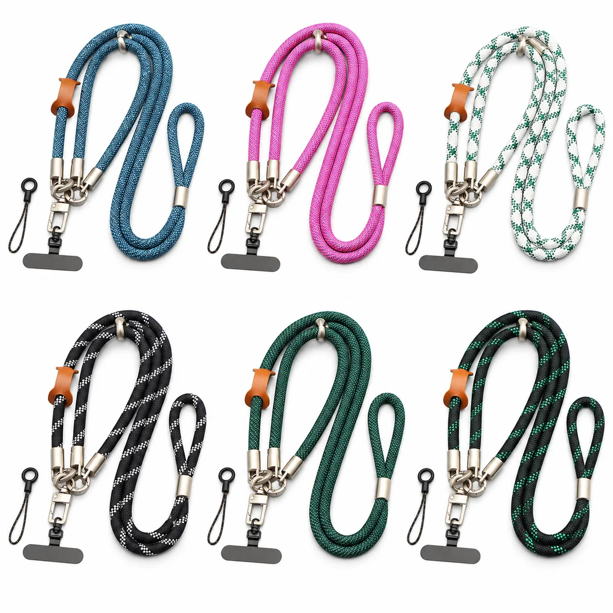 3-in-1 Removable Nylon Phone Lanyard Crossbody Wrist Strap with Metal Clip