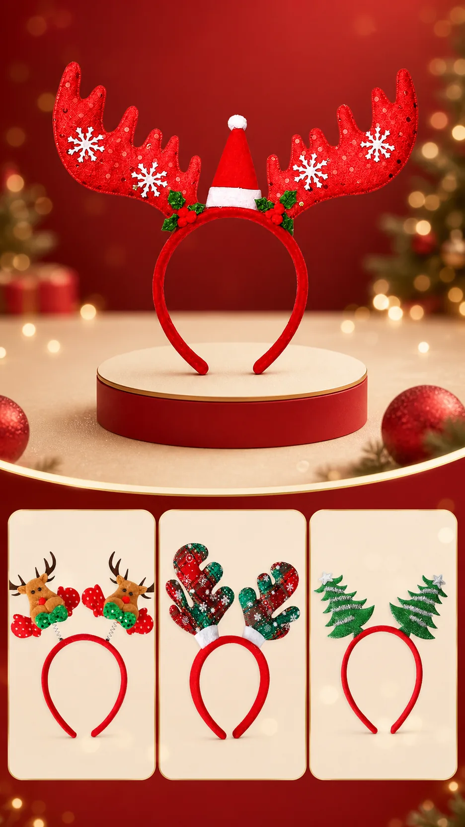 Cartoon Reindeer Antler Party Headbands product detail 1