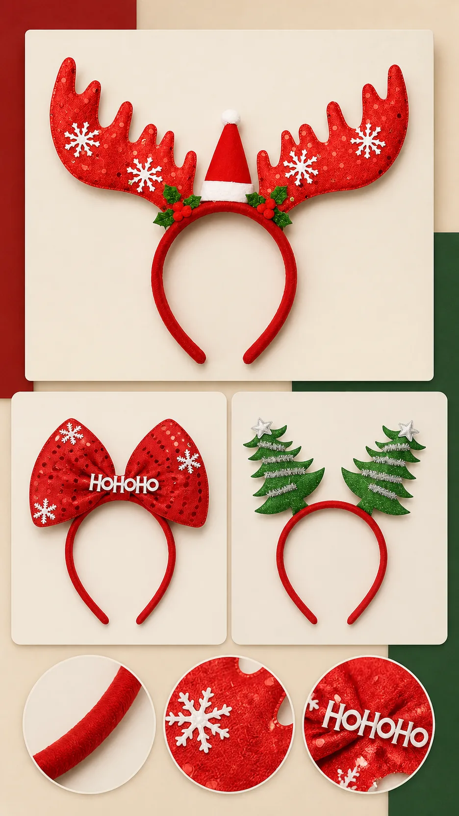 Cartoon Reindeer Antler Party Headbands product detail 4