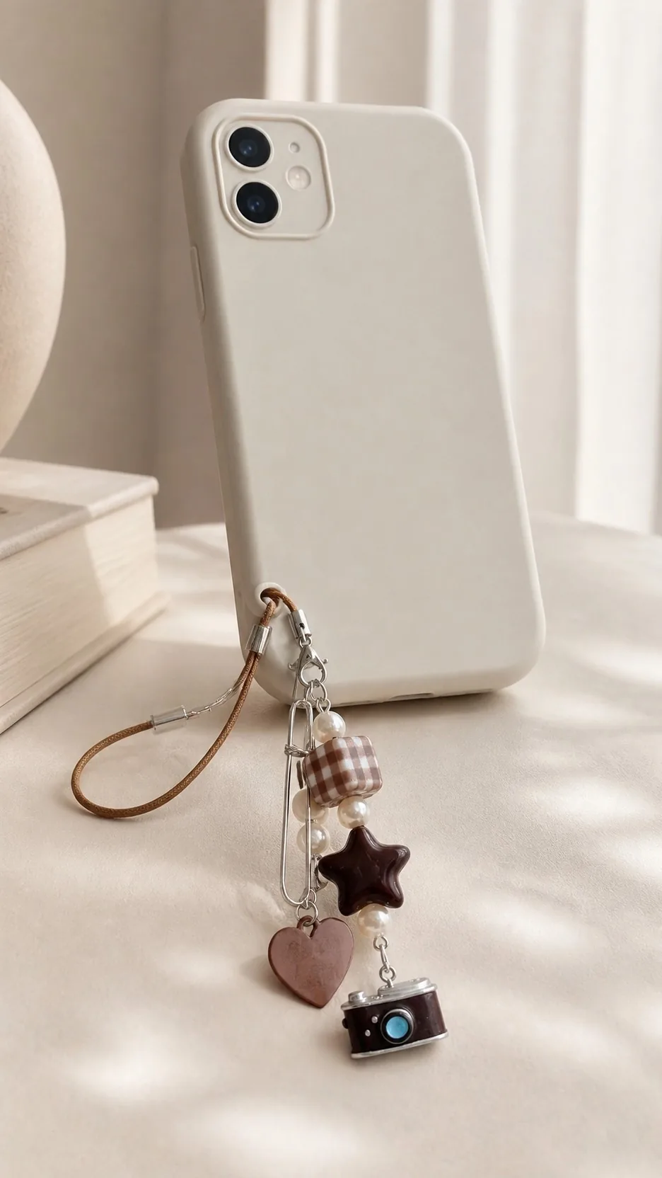 Retro Brown Camera Star Beaded Bag Charm Phone Lanyard Keychain product detail 7
