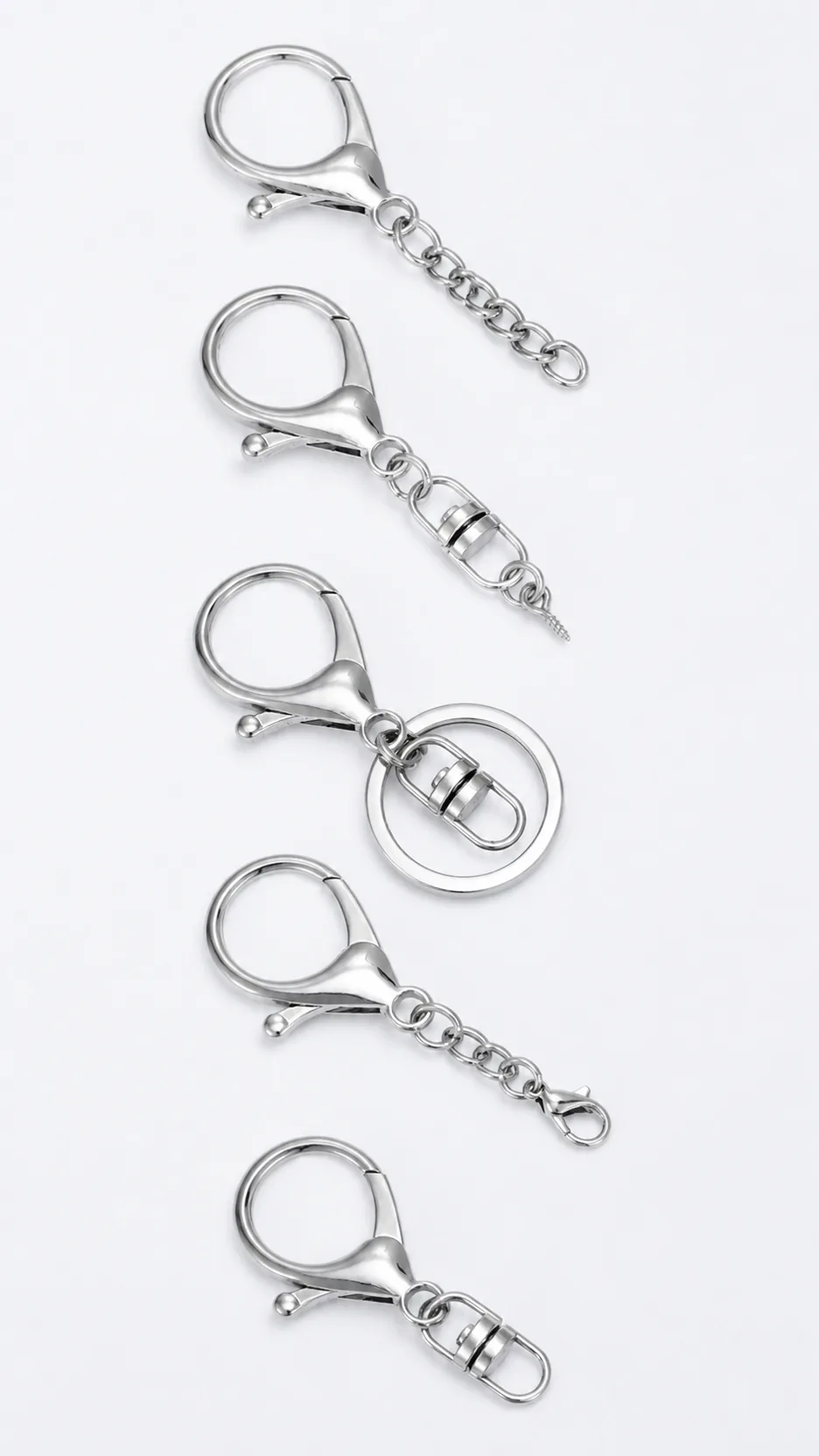 Wholesale Zinc Alloy Lobster Clasp Keychain Hardware DIY Accessories Set with Chain and Swivel Snap product detail 1