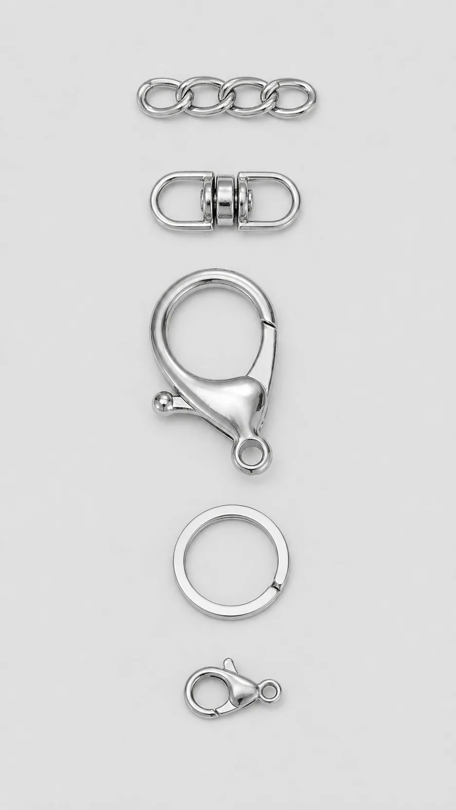 Wholesale Zinc Alloy Lobster Clasp Keychain Hardware DIY Accessories Set with Chain and Swivel Snap product detail 4