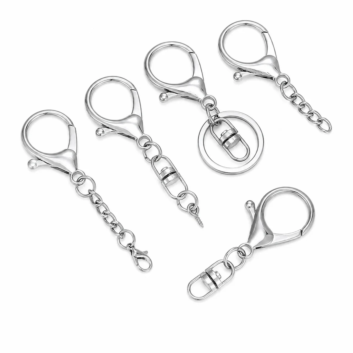 Wholesale Zinc Alloy Lobster Clasp Keychain Hardware DIY Accessories Set with Chain and Swivel Snap