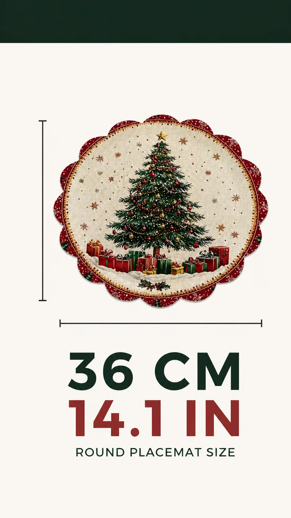 2026 New Christmas Placemat Round Scalloped Edge Heat Insulation Table Mat Holiday Party Decoration product detail 4