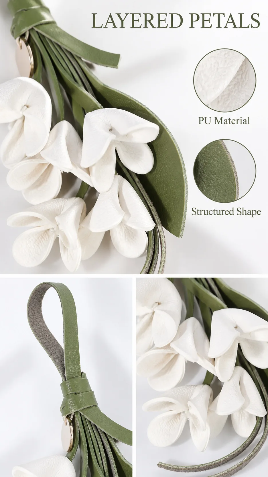 European Style Fashionable Osmanthus Flower Keychain PU Cute Bag Pendant High-end Feel product detail 2