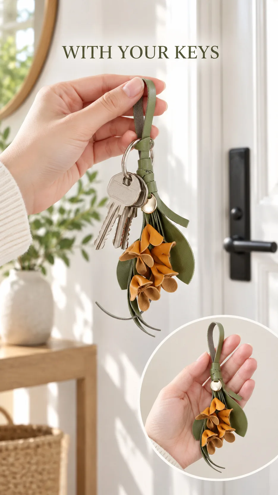 European Style Fashionable Osmanthus Flower Keychain PU Cute Bag Pendant High-end Feel product detail 7